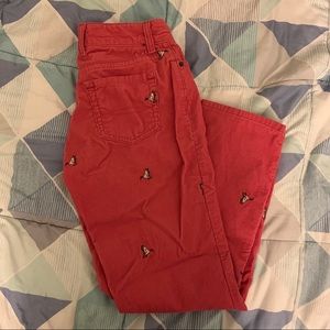 Llbean duck embroidered petite pink pants